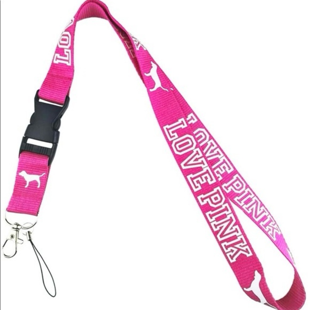 Pink LOVE PINK Lanyard - Victoria Secret‎ Keychain ID Holder - 6061
